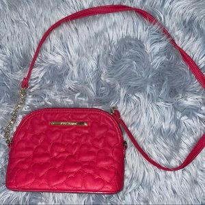 Betsey Johnson Red Hearts Leather Crossbody Bag
